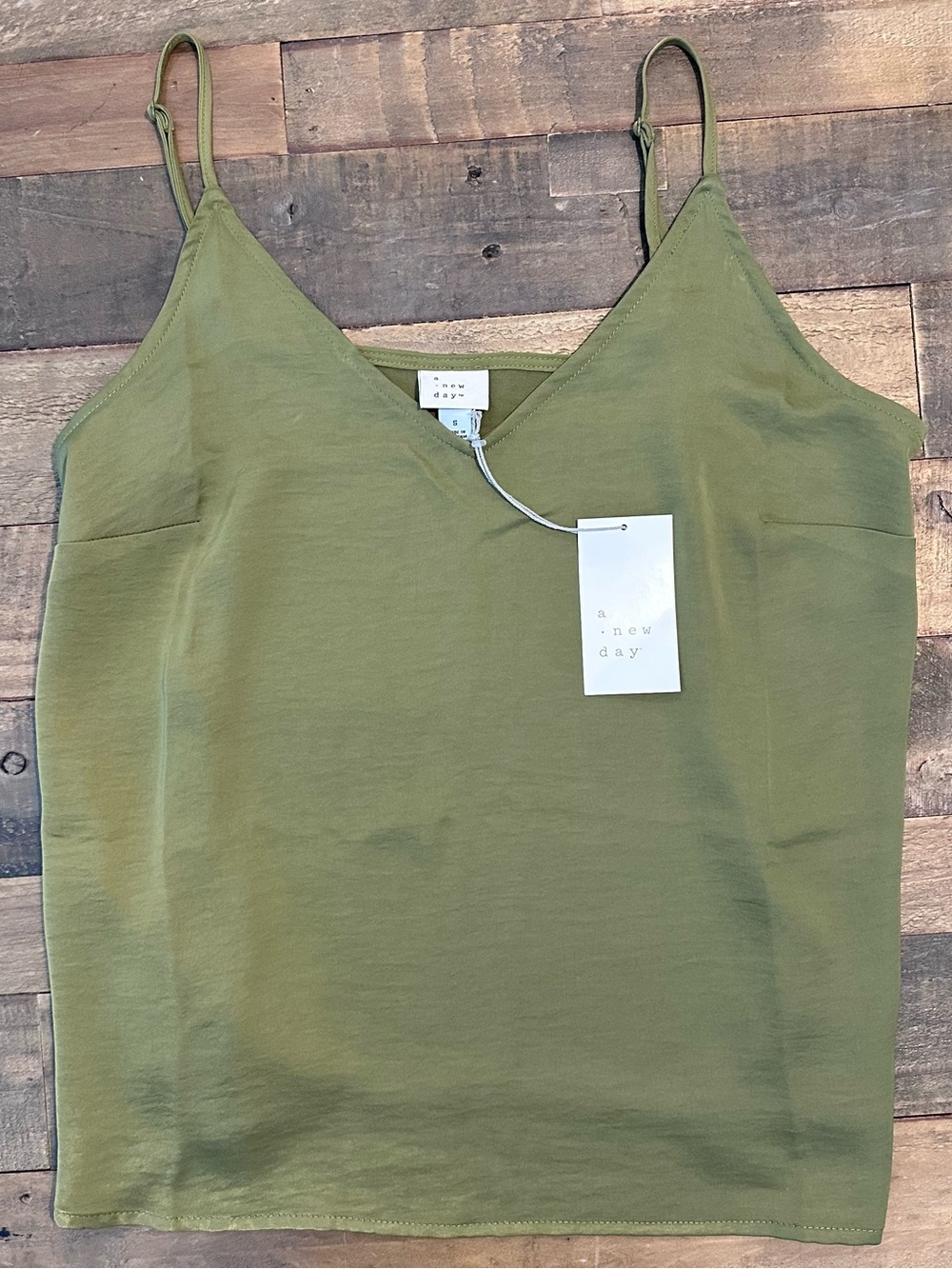 ⭐️NWT Olive Green Satin Camisole Top